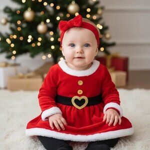 NWT George 3-Piece Matching Christmas Holiday Dress Set 0-3 Months